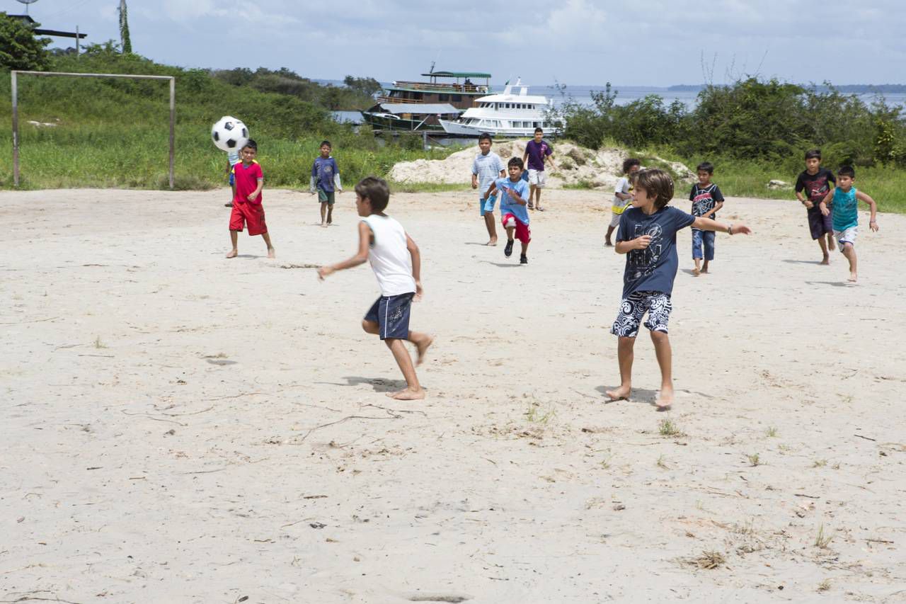 Playing soccer with the Amazon children