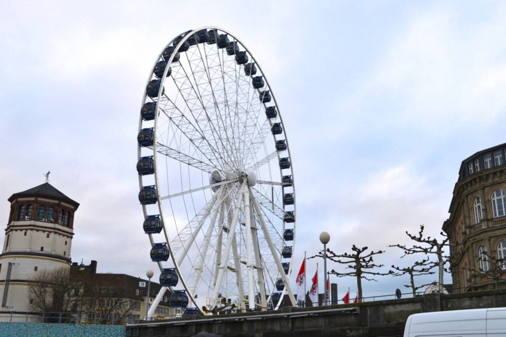 The year we were there, Dusseldorf was home to one of those huge ferris wheels like the London Eye. It gave a great view of the city and some of the markets plus a nice little respite from the cold.